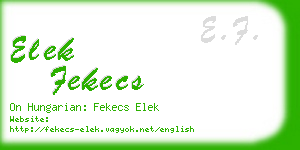 elek fekecs business card